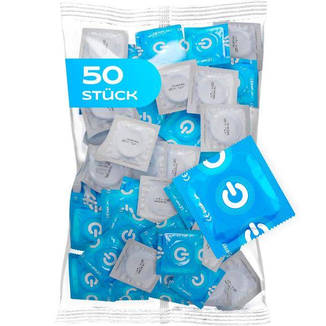 ON) Natural Feeling Condoms I 54 mm wide I 50 pack I Premium natural condoms I thin 0.07 mm wall thickness I Vegan condoms I Condoms for men I Condoms for men