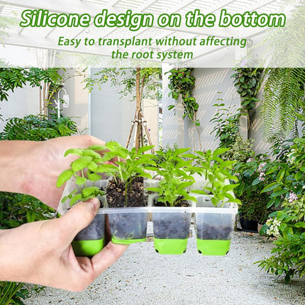 Palwin 2 Pcs Silicone Seedling Trays, 24 Cell Reusable Seedling Tray, Indoor Greenhouse Seedling Box with Silicone Bottom, Mini Greenhouse Seedling Set with Plant Labels for Plants, Green