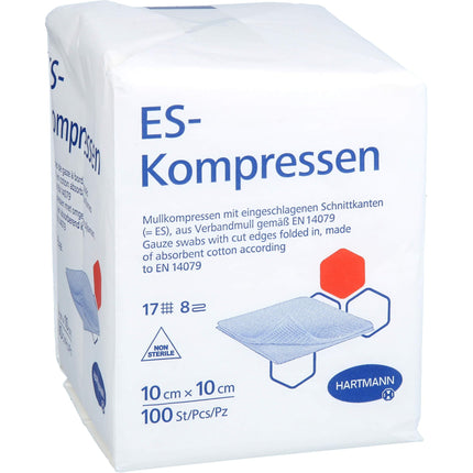ES-COMPRESSES non-sterile 10x10 cm 8-ply 100 pcs