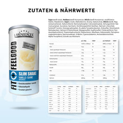 Layenberger Fit+Feelgood Slim Shake Powder, meal replacement for 12 servings with 214 kcal each (1x 396 g) - Vanilla Cream