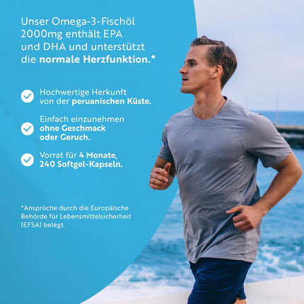 Omega 3 capsules high-dose 240-2000mg fish oil capsules with 660mg EPA &amp; 440mg DHA per serving - Omega 3 oil, pure fish oil from sustainable fisheries - Tested/Certified in Germany - Nutravita