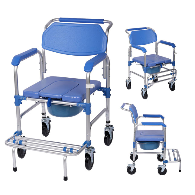 Suuiwau toilet chairs, toilet chair with wheels, shower chair for seniors, mobile toilet chair for sick, elderly, disabled and pregnant women, load capacity up to 150 kg