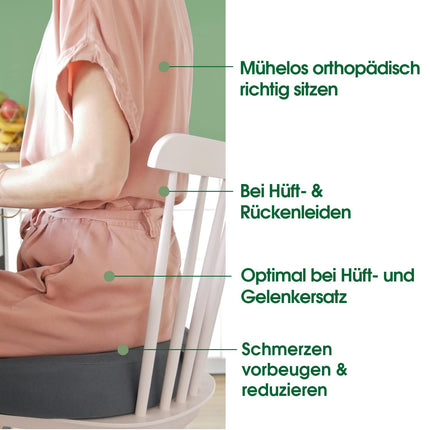 Vital Kissen® orthopedic seat cushion – orthopedic cushion | wedge cushion for chairs | ergonomic | relieves pressure on hips, back, and lumbar vertebrae | reduces pain | prevents poor posture | anthracite