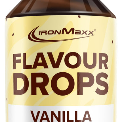 IronMaxx Flavour Drops - Vanilla 50ml | calorie-free &amp; sugar-free | vegan flavour drops for sweetening foods | practical dropper cap