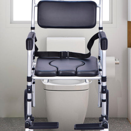 LXURY Commode Chair for Seniors with Wheels Height Adjustable Shower Commode Chair Mobile Shower Chair with Seat and Backrest for Disabled People Commode Chair for Adults,002