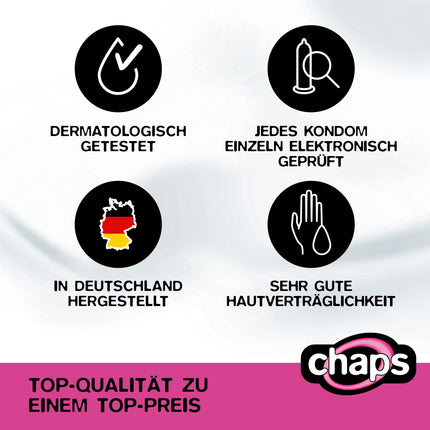 chaps condoms classic natural, natural &amp; realistic, transparent - for sensual pleasure, Made in Germany, 24 pieces (1 pack)