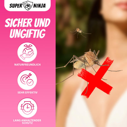 Super Ninja Mosquito Spray &amp; Tick Repellent DEET-Free 100 ml - Effective Insect Repellent, Safe for Children 1 Year and Over - Protection against Mosquitoes &amp; Ticks, Mosquito Repellent Pump Spray