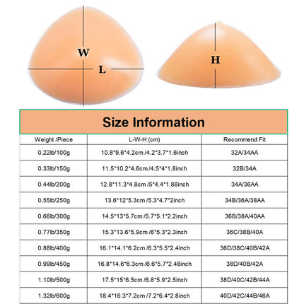 DFGGE Self-adhesive Triangle Breast Prosthesis Cup AA- F Silicone Breast Forms 200-1200G Reusable Fake Breast For Crossdresser Transgender Mastectomy, Nude, B~cup（400g/pair）