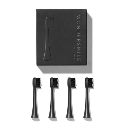 Wondersmile replacement brushes sonic toothbrush (Hard, Ultimate Black, 4-pack) - brush heads for Wondersmile sonic toothbrush