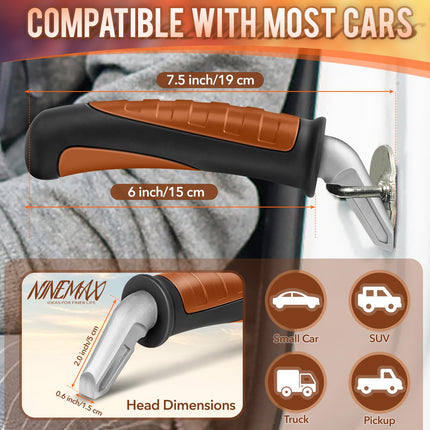 NINEMAX Car Exit Aid for Seniors, 2 Grab Handles for Cars for Disabled Pregnant Women (Black/Orange)