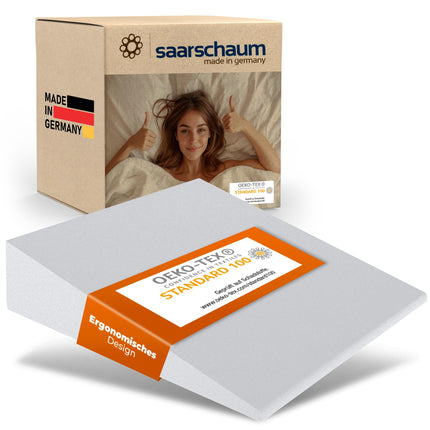 saarschaum • Wedge pillow • Reflux pillow • Mattress wedge for bed and sofa • Sleep elevation against back and neck pain W: 90 x L: 50 x H: 15 (white)