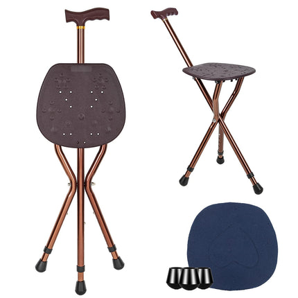 LINGTHIN Walking Stick with Seat for Men 120kg Capacity, Large Seat Board Height Adjustable Foldable Perch, Cane and Stool Dual-use for Elderly Men, Disabled and Recovering People.