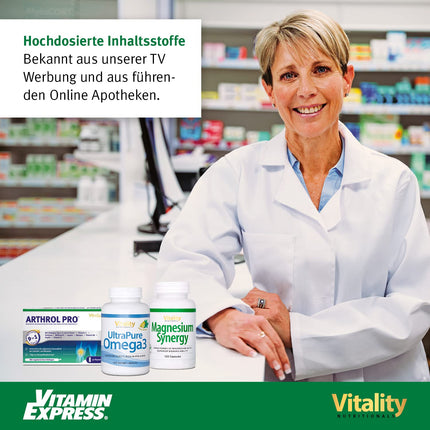 MSM High Dose, Ultra Pure MSM Capsules with 1000 mg Methylsulfonylmethane, 180 Capsules for 6 Months, No Unnecessary Additives Vitality Nutritionals by VitaminExpress