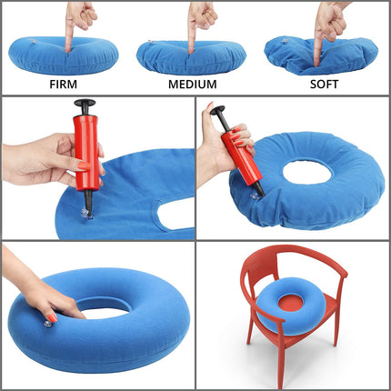 Donut Pillow, Hemorrhoid Seat Cushion, Seat Ring After Surgery Seat Cushion, Orthopedic, Decubitus Cushion, Portable Inflatable Seat Cushion with Pump for Hemorrhoids, Tailbone Pain, Wheelchairs, Pregnant Women