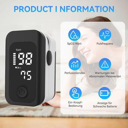Berrcom Pulse Oximeter Blood Oxygen Saturation Monitor Finger High Accuracy Sats Monitor for Children, Adults with Batteries and Lanyard