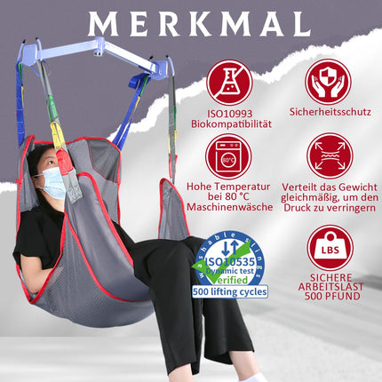 EZ Assistive Universal Full Body Patient Lift Sling, Lift Medical Sling for Bed Positioning and Bathing Assist Aids, Transfer Sling for Elderly, Bariatric, Disabled, Bedridden, (Large)