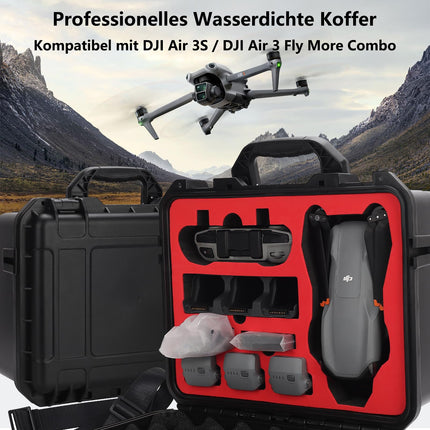 Professional case for DJI Air 3S and DJI Air 3 Fly More Combo Waterproof bag suitcase case for DJI Air 3S accessories Compatible with DJI RC-N3/RC 2 controller, propeller, battery and drone accessories
