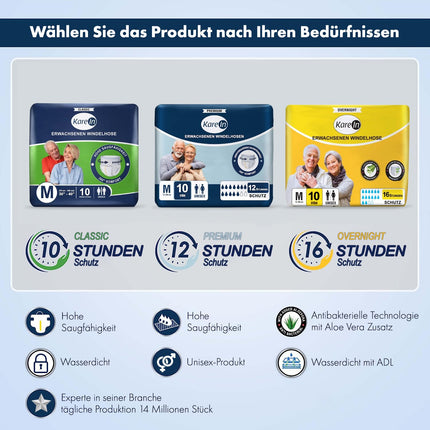 Incontinence Pants for Adults - 10 x Absorbent Diaper Pants for Men and Women - Discreet Leakage Protection and Elastic Cuffs - Size L (89-120 cm)