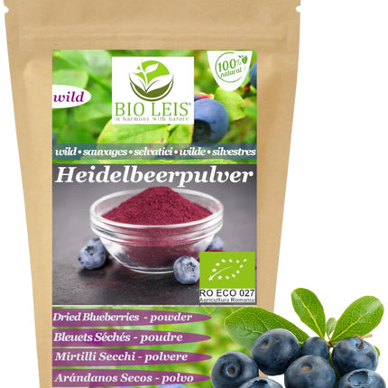 Wild Blueberry Powder 200 g I Organic I 100% Natural I 100% from wild blueberries I Fruit powder without sugar I Natural