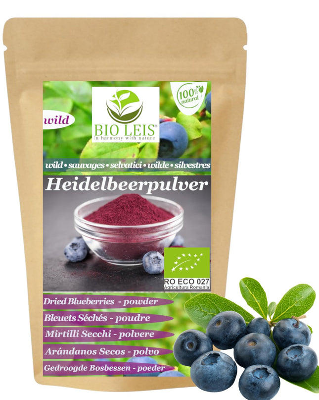 Wild Blueberry Powder 200 g I Organic I 100% Natural I 100% from wild blueberries I Fruit powder without sugar I Natural