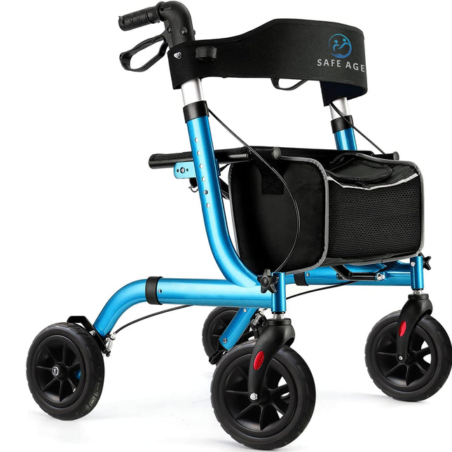 Safe Age Rollator foldable and lightweight with seat - walking aid for seniors, rollator for the home indoor &amp; outdoor - with backrest and walking stick holder