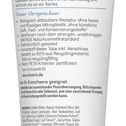lavera Toothpaste Complete Care Fluoride-Free - 5-fold Protection - Organic Plant Ingredients - Organic Echinacea &amp; Calcium - Vegan - Natural Cosmetics - 75 ml
