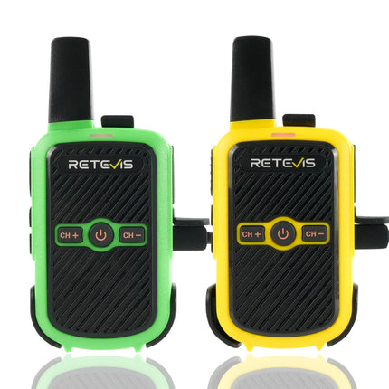 Retevis RT15 Walkie Talkie Adults, PMR446 Two-Way Radios, Hands-Free VOX, Mini, 1000 mAh Li-ion Battery, Walkie Talkie for Camping, School, Home Games, Vacation (Green and Yellow, 1 Pair)