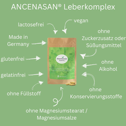 ANCENASAN Liver Complex Premium 180 Capsules - Refill Pack - Traditional blend of 49 selected bitter herbs &amp; spices with choline - Vegan, Gluten-free, Made in Germany