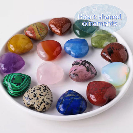 DALAETUS 24 Pieces Heart Stone, Healing Crystal Gemstones for Lovers, Love Heart Natural Colorful Crystals Stones for Meditation, Chakra, Reiki, Energy Balancing, Valentine's Day