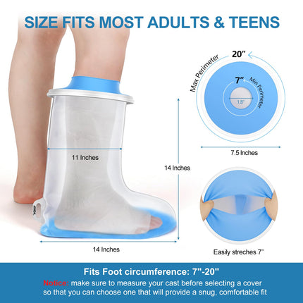 YUNCHI Shower Protector Foot Waterproof Non-Slip For Adults for Shower Cast Protector Waterproof Feet Foot for Showering Reusable Bandage Protector Keep Wounds Dressings Dry (M-Foot)