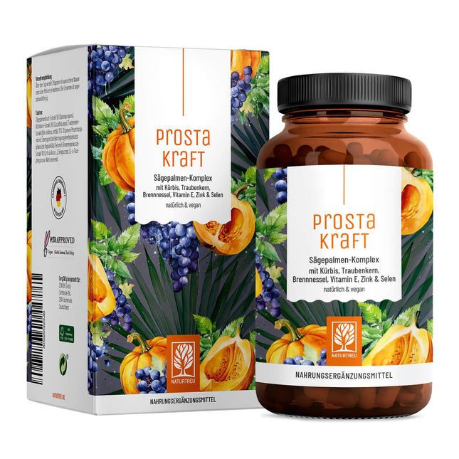 NATURTREU® Prostakraft - 120 vegan capsules with high dosage of saw palmetto extract (500 mg), nettle, pumpkin seed with vitamin E, zinc, selenium - 2-month supply
