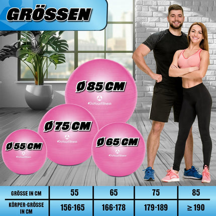 #DoYourFitness Exercise Ball including ball pump | Fitness seat ball in 55cm to 85cm | Anti-burst | Training ball for yoga, Pilates, gym, office &amp; pregnancy | Fitness ball &amp; balance for core training