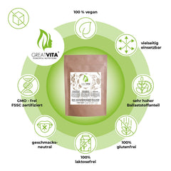 Organic Acacia Fiber Powder 400 g – E414 Gum Arabic Type 4918 | 90% fiber, soluble &amp; tasteless | vegan, gluten-free, non-GMO | Made in Germany - DE-ÖKO-037 | GreatVita