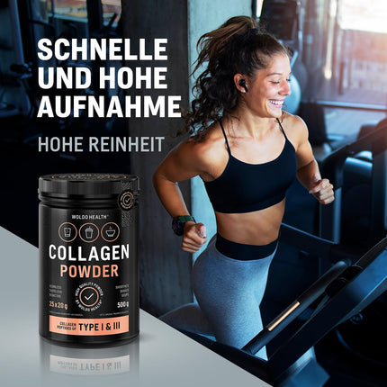 Collagen Powder Grass-Fed Type 1 &amp; 3, Tasteless - 500g Bioactive Tasteless Collagen