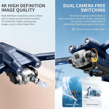 OBEST Drone with Adjustable 4K Camera, RC Foldable FPV WiFi Live Transmission Drone for Kids Beginners, 2 Batteries 28 Mins, Trajectory Flight, 360° Flips, One Key Takeoff/Landing, Headless Mode