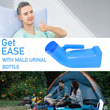 Urinal Bottle Portable Urinal Toilet Male Plastic Pee Bottle 1L Urinal Bottles with Screw Cap Wee Potty for Travel Tent Camping Emergency