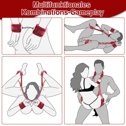 Sex Toys for Couples Extremely Hard BDSM Bondage - Open Leg Restraints Handcuffs for Sex Games, Sex Toys Bondage Set Restraint Set Beginners (Red)