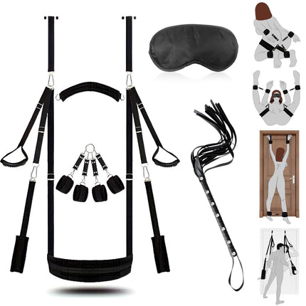 2024-New love swing sex swing door swing, versatile bondage set, handcuffs sex bed, love swing sex furniture + whip + SM eye mask, BDSMs toy hard, bondage sex set
