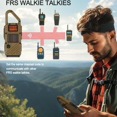 Walkie Talkie for Adults, Range 10 km - Set of 2 with SOS Alarm, LED Flashlight &amp; FM Radio - 3-Way Rechargeable: Solar, Hand Crank, USB - Emergency Radio for Outdoor Adventures