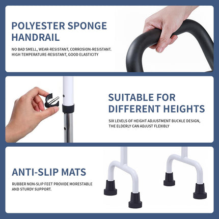 Standing aid for seniors - Walking aid for seniors, upgraded handle, 6-level height adjustable, robust construction with anti-slip feet, ideal for more safety and comfort when standing up