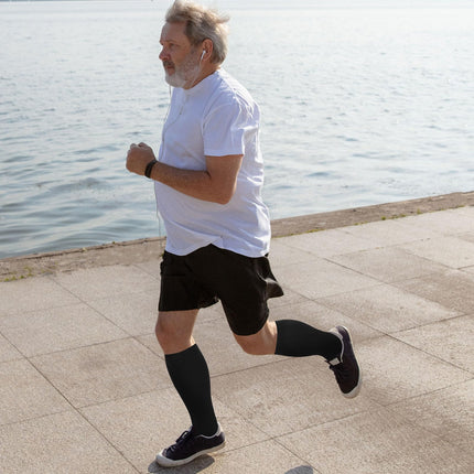 PUTUO Compression Stockings Thick Calves Men: Thrombosis Stockings Women Plus Size Support Stockings Men Women Compression Socks Open Toe for Flight Medical Running Travel Black 4XL 1 Pair