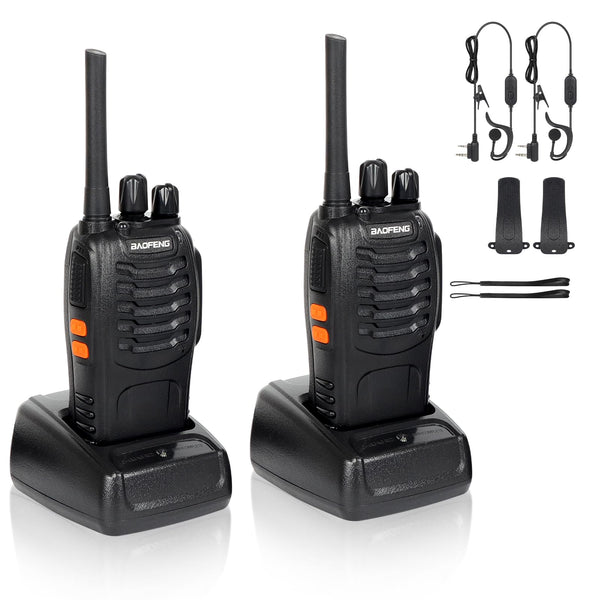 Walkie Talkie 16 Channels CTCSS/DCS FM, 1500 mAh Battery, Max. Talk Range 5 km, Professional Radio with Hands-Free Function