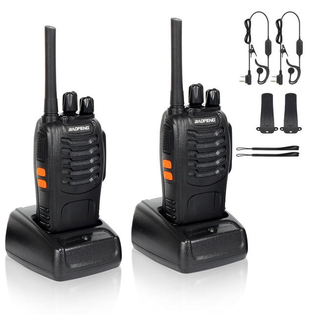 Walkie Talkie 16 Channels CTCSS/DCS FM, 1500 mAh Battery, Max. Talk Range 5 km, Professional Radio with Hands-Free Function