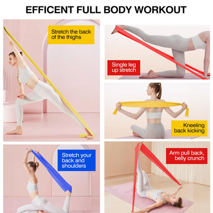 Set of 3 1.5M/2M long fitness bands resistance bands in 3 strengths, 100% natural latex resistance bands exercise band for Crossfit, muscle building, yoga, Pilates for men and women