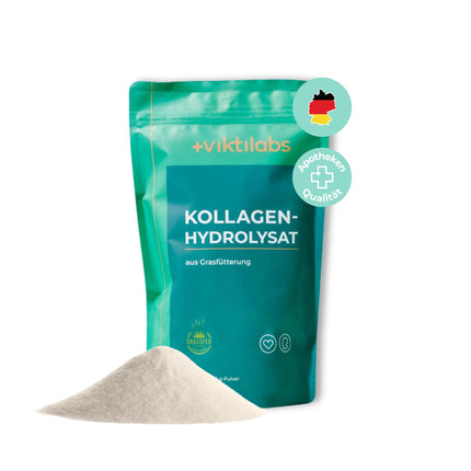 Viktilabs© - 100% pure grass-fed collagen hydrolysate | Collagen powder with 18 amino acids | Collagen types 1, 2 &amp; 3 | Caffeine-free | Laboratory-tested collagen powder | Collagen powder 500g