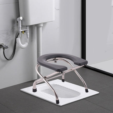 Sharplace Folding Toilet Seat for Seniors, Commode Chair, Portable, Multifunctional, for Seniors, Squatting Toilet Stool, Chair for Bathroom, Height 30 cm