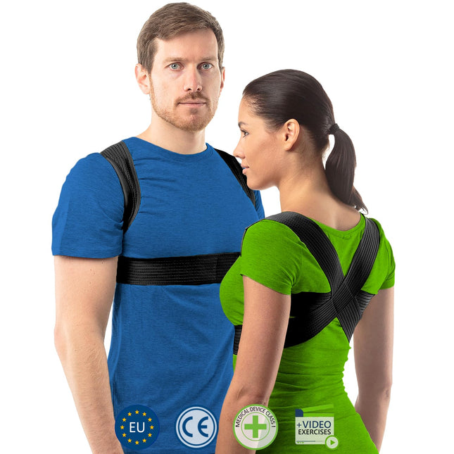 aHeal Back Support Belt &amp; Back Straightener for Men and Women - Posture Corrector Back, Shoulder Strap Posture Corrector, Back Support, Straight Back, Back Pain Relief - Size 4 Black