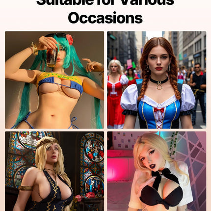 VEVOR High Neck Silicone Breast Forms, K-Large, Realistic Skin-Temperature Silicone Filled, High Elasticity, for Crossdresser, Transgender, Amateur, Cosplay, Drag Queen, Ivory