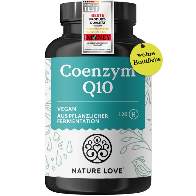 NATURE LOVE® Coenzyme Q10 High Dose - 200mg per capsule - 120 vegan capsules in a 4-month supply - From plant fermentation - High dosage &amp; produced in Germany