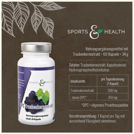 60 OPC Capsules Very High Dose With Certificate With 500mg Grape Seed Extract And 350mg Pure OPC Per Vegan Capsule As a 2 Month Supply